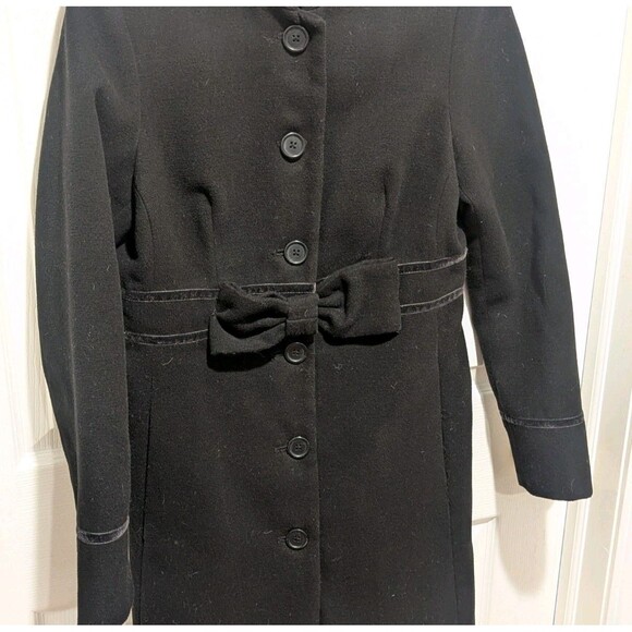 Elle Size Small Black Button Up Peacoat With Bow Coat - Picture 2 of 8